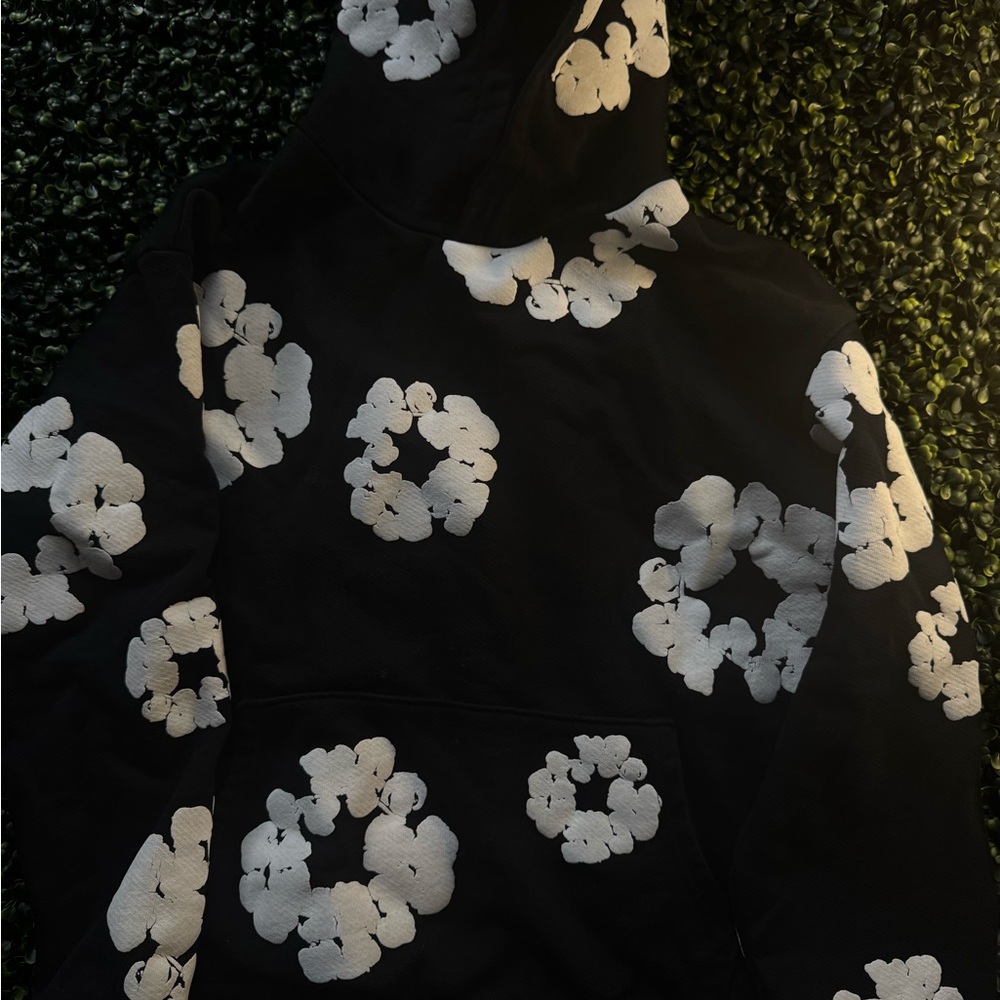 Black and white denim tears hoodie size S